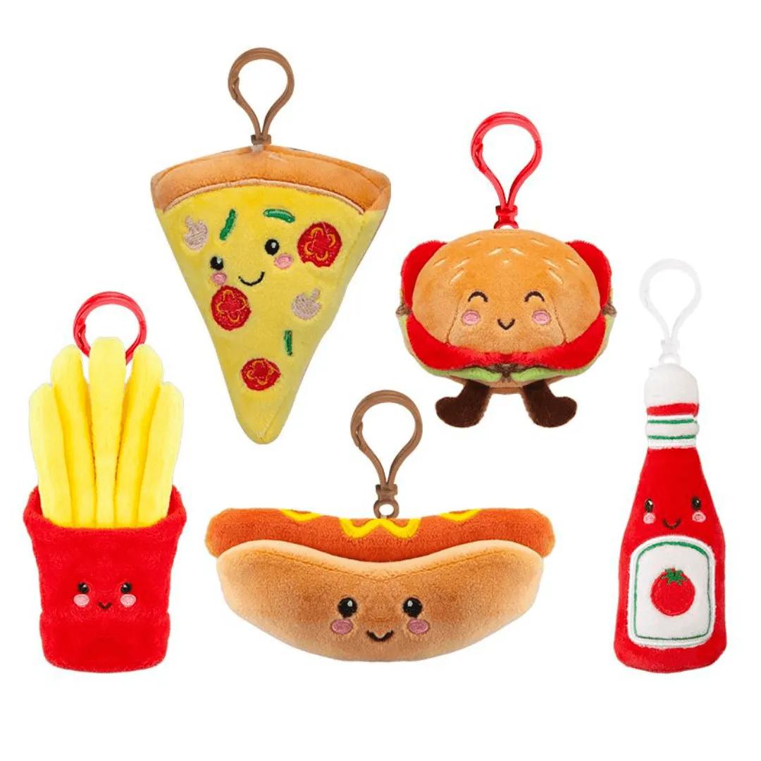 Softlings Foodies Super Soft Fast Food Plush Toys Clip On Key Rings