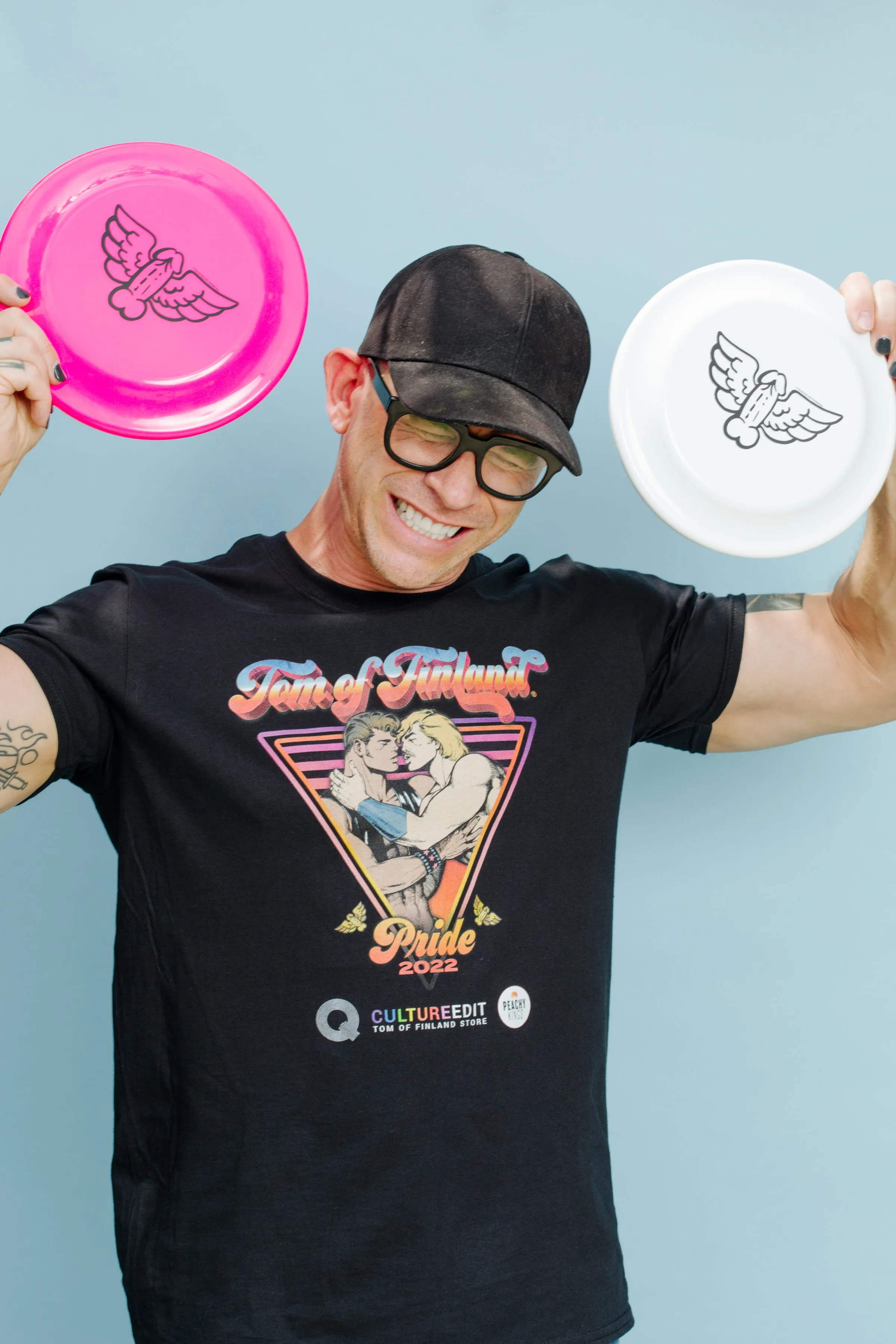 Tom of Finland Flying Cock Frisbee by Peachy Kings - HOT PINK