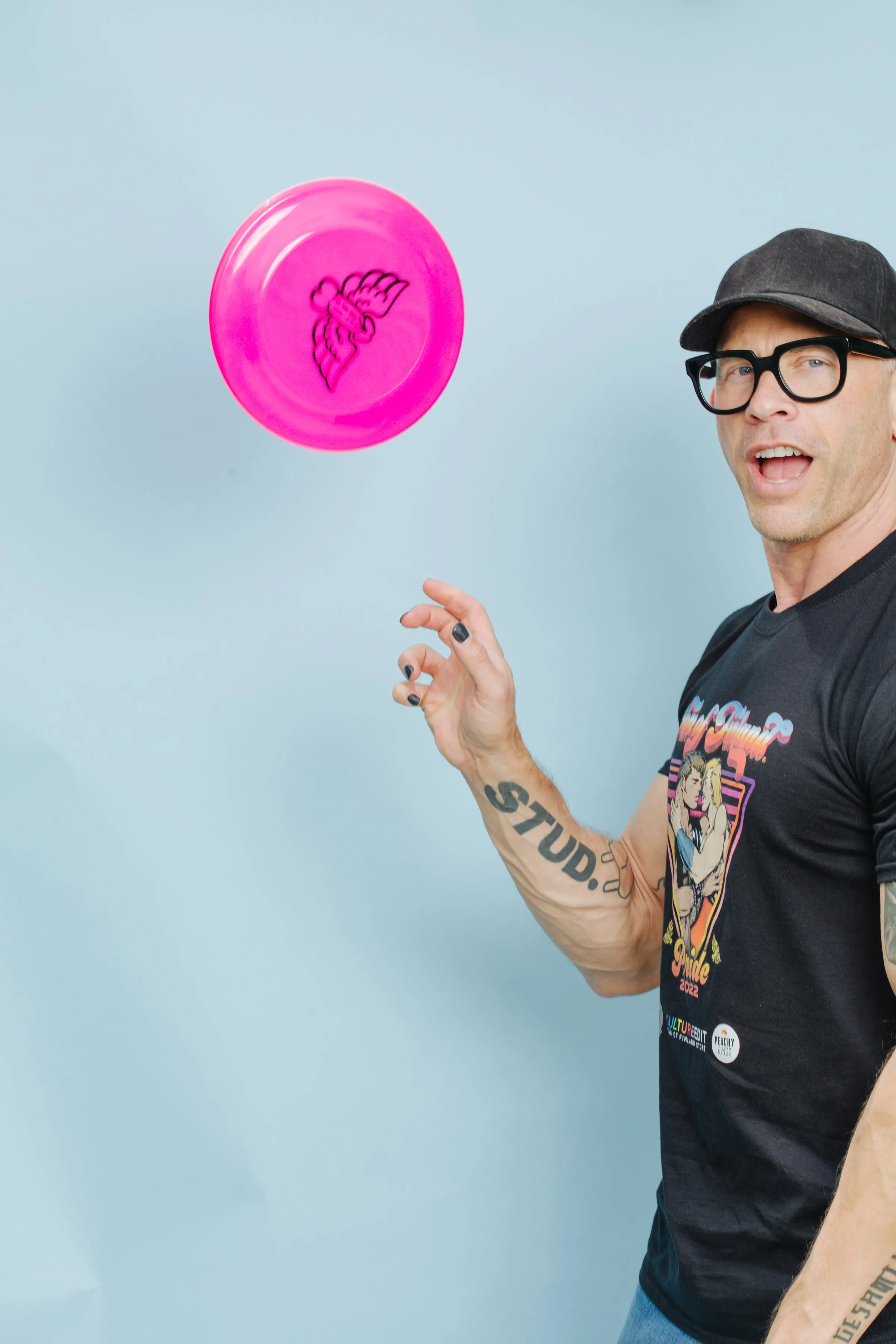 Tom of Finland Flying Cock Frisbee by Peachy Kings - HOT PINK