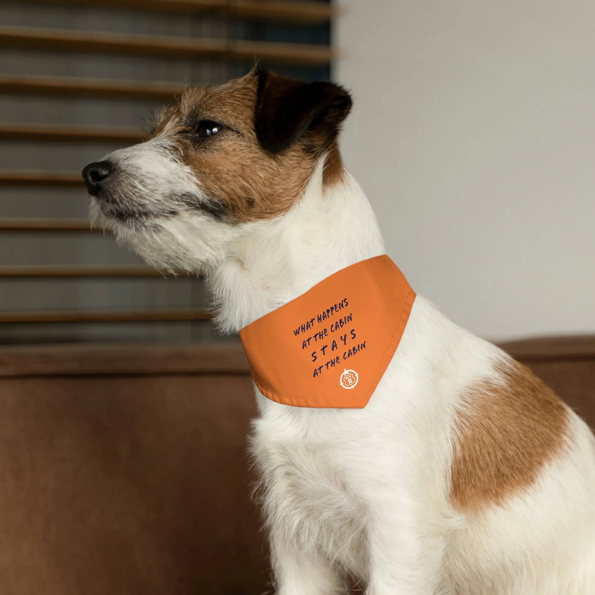 What Happens At The Cabin - Pet Bandana Collar - Orange