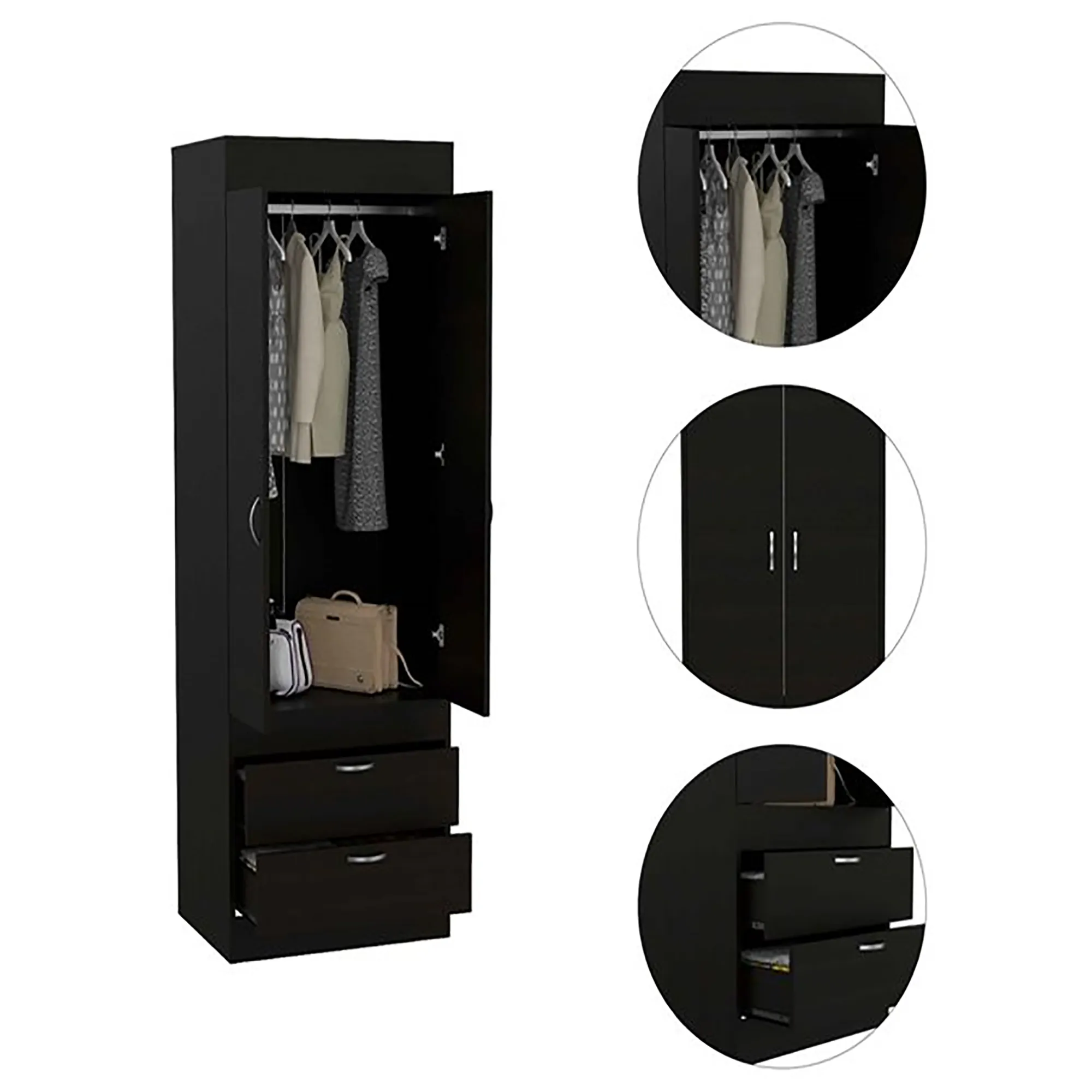 Willow Grove 2-Drawer Armoire Black Wengue