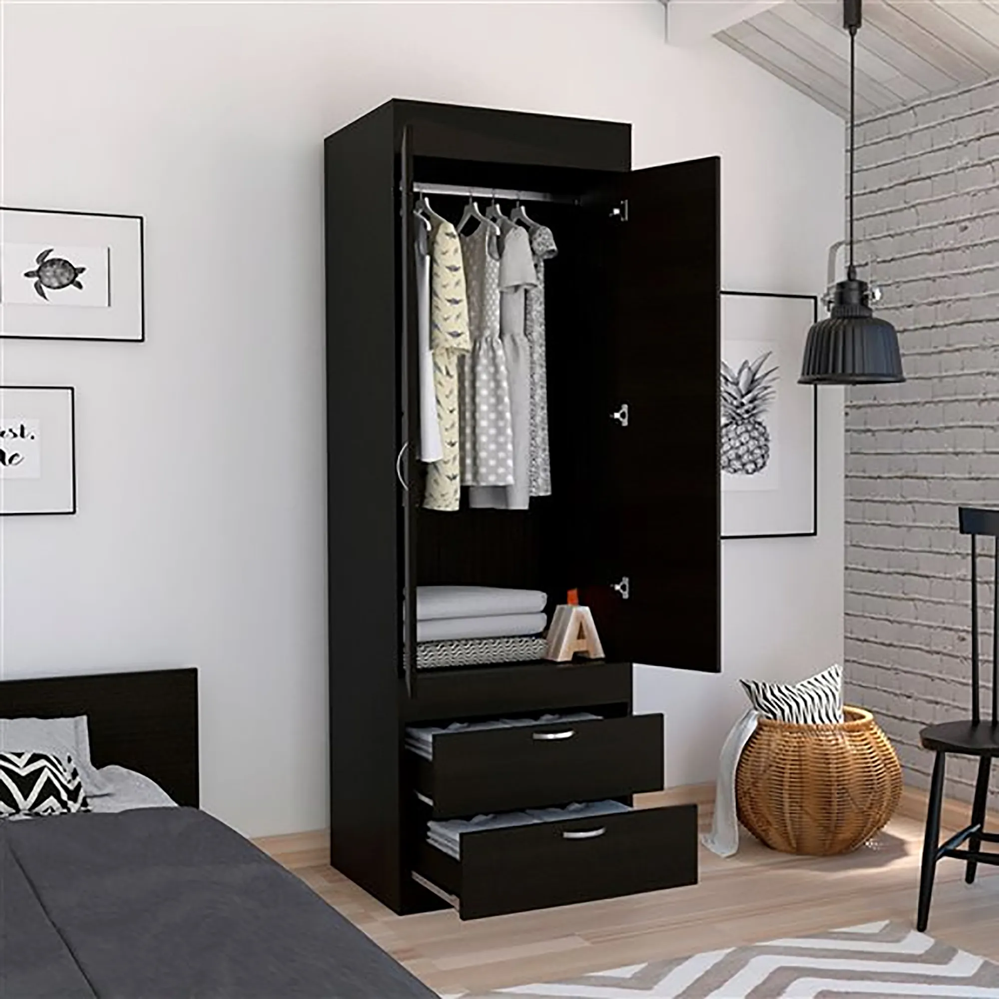 Willow Grove 2-Drawer Armoire Black Wengue