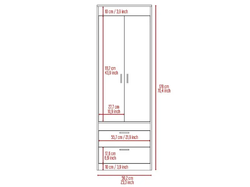 Willow Grove 2-Drawer Armoire Light Gray